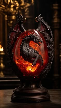 a dragon sculpture sitting on top of a table