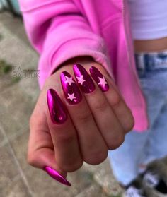 Metallic Nails Designs Barbie Nail, Nails Barbie, Chrome Nail Designs, Barbie Nails