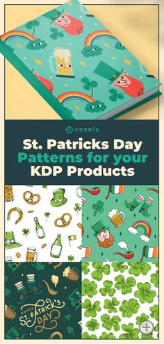 the st patrick's day pattern pack includes four different patterns, including shamrocks and clover