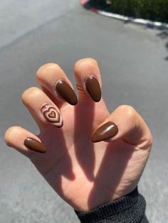 Pretty Brown Nails Short, Vogue Nails, Brown Nail Polish, Brown Nail, Dipped Nails