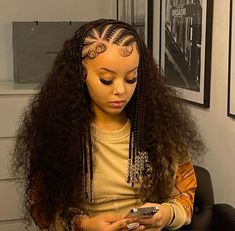 pretty & unique braids. follow for more content. Half Scalp Braids Half Box Braids, Half Sewin Half Braids, Tan Skin Blonde Hair, Natural Braided Hairstyles, Unique Braids, Quick Weave Hairstyles, Cute Braided Hairstyles