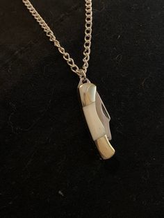 Folding Mini Knife, Knife Necklace, Charm Necklaces, Olympia, Charm Necklace, Necklace Etsy, Arrow Necklace, Bones, Handmade Items