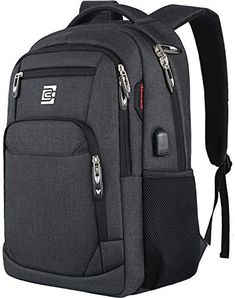 Storage Space & Pockets:One separate laptop compartment hold 15.6 Inch Laptop as well as 15 Inch,14 Inch and 13 Inch Macbook/Laptop.One spacious packing compartment roomy for iPad,mouse,charger,binders,books,clothes,ect.Mesh pockets at side for water bottle and compact umbrellamake your items organized and easier to find. COMFY&STURDY: Comfortable airflow back design with thick but soft multi-panel ventilated padding, gives you maximum back support. Breathable and adjustable shoulder straps relieve the stress of shoulder. Foam padded top handle for a long time carry on FUNCTIONAL&SAFE: A luggage strap allows backpack fit on luggage/suitcase, slide over the luggage upright handle tube for easier carrying. With a hidden anti theft pocket on the back protect your valuable items from thieves. Travel Laptop Backpack, Business Backpack, Luggage Strap, Computer Backpack, Sac Week End, College Backpack, Luggage Straps, Laptop Rucksack, Business Laptop