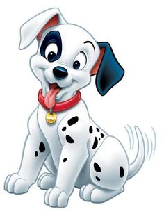 a cartoon dalmatian dog sitting down with its tongue out