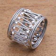 Crafted by hand openwork zigzags and dot patterns circle the finger. Balinese artisan Kadek Satya creates this magnificent band ring which features rope patterns at either end. Novica Jewelry Rings, Byzantine Rings, Unique Sterling Silver Jewelry, Soldered Jewelry, Dot Patterns, Antique Silver Rings, Resin Pendant Necklace, Unique Jewelry Gifts, Sterling Silver Rings Bands