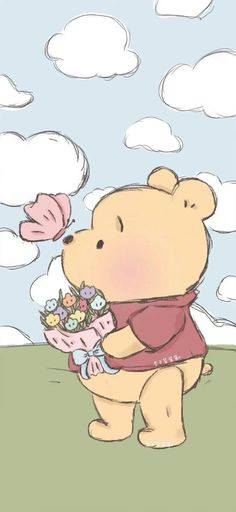 A cutie bear coloured in pastel that refreshes memory and relaxs mind Winnie The Pooh Drawing, Winnie The Pooh Pictures, Cute Winnie The Pooh, Cute Disney Drawings, Disney Collage, Cartoon Wallpaper Iphone, Cute Doodles Drawings, Pinturas Disney