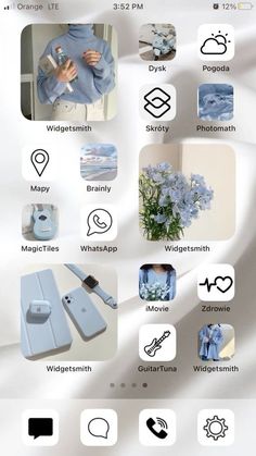 an iphone screen with various icons and symbols on it, including flowers in vases