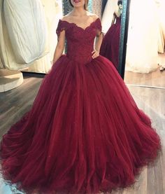 Burgundy Wedding Dresses Ball Gowns Lace Off The Shoulder Red Prom Dress Ballgown, Wedding Dresses Ball Gown Lace, Burgundy Ball Gown, Burgundy Wedding Dress, Wedding Dress Tulle Lace, Off White Wedding Dresses, Off Shoulder Ball Gown, Ball Gown Prom Dress, Tulle Balls