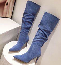 Our super stylish knee high boots are available in two fun colors this time! We now carry them in US sizes 6-9 for each color Pair them with a variety of cold or warm weather looks Fast and free shipping in the United States! Item will arrive within 3-5 days. Sneakers Street Style, Thigh Boots, Fashionable Snow Boots, Western Boots Women, Blue Pumps, Suede Boots Knee High, Stiletto Boots, Yellow Shoes