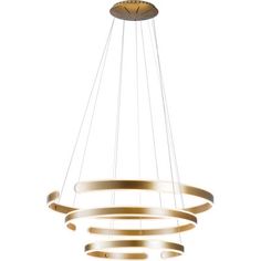 a modern chandelier with circular lights hanging from it's sides and an oval light fixture in the middle