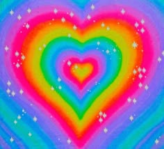 a rainbow heart with stars in the background