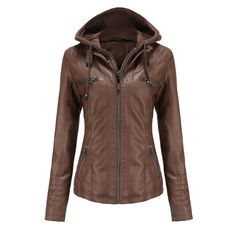 Meet our Women's Leather Jacket with Hood: If you love leather jackets, you’re especially going to love this motorcycle jacket! It’s elegant, stunning, and extremely comfortable. Awaken your independence with this symbol of rugged modernity. The soft inner viscose lining complements the durable body of the jacket. Made of premium crafted leather (PU) to give you a genuinely high-quality leather jacket. Our premium crafted products are renowned for their signature durability and are designed to l Leather Jacket Hoodie, Faux Leather Jacket Women, Women Motorcycle, Leather Jacket With Hood, Hooded Faux, Pu Leather Jacket, Edgy Chic, Leather Motorcycle Jacket, Winter Jackets Women