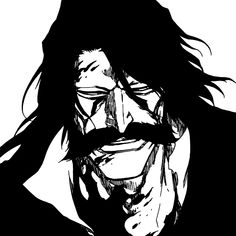 a drawing of a man with long hair and a moustache on his face