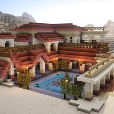 Desert Mansion, Minecraft Desert, Minecraft Mansion, Minecraft Houses Blueprints, Minecraft Structures, Minecraft House Plans, Minecraft House Tutorials, Minecraft Castle, Cool Minecraft Houses