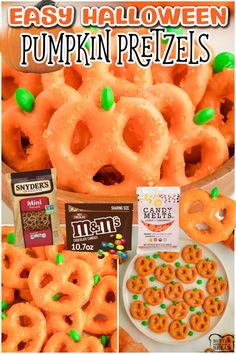 easy halloween pumpkin pretzels with sprinkles and candy on the side