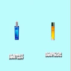 three different types of perfumes on a blue background