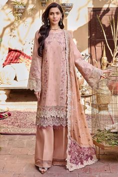 Pink Pakistani Embroidered Kameez Trousers With Dupatta Eid Dress Eid Dresses, Lawn Shirts, Pakistani Designers, Suit Fabric, Silk Dupatta, Pakistani Outfits, Fabric Stores Online, Best Wear, Pink Fabric