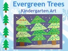 an image of evergreen trees with snowflakes on them and the words evergreen trees written in