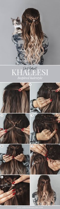 Simple Hairstyles Tutorials, Hairstyles Tutorials Step By Step, Curly Tutorial, Hairstyle With Braids, Khaleesi Hair, Hair Curling Tutorial, Simple Hairstyles, Waterfall Braid, Easy Braids