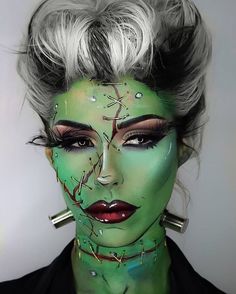 Scariest Halloween Costumes, Scary Women, Frankenstein Makeup, Holloween Makeup, Halloween Makeup Diy, Mehron Makeup, Cool Halloween Makeup, Amazing Halloween Makeup, Halloween Makeup Scary