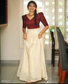 Comment YES to buy ♥️ Kerala Skirt And Top Designs, Kerala Skirt And Top, Kerala Style Skirt And Top, Traditional Skirt And Top, Kerala Traditional Dress, Onam Outfits Ideas, Kerala Dress, Long Skirt Top Designs