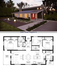 the floor plan for a small house with two bedroom and an attached living room area