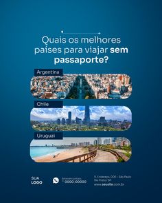 an advertisement for a travel company with images of the city and its surroundings in spanish