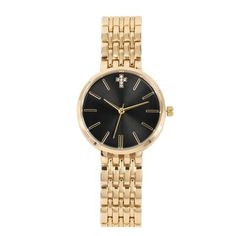 This mid sized Time and Tru Women's Adult round gold analog watch is the perfect fashion timepiece. Featuring a beautiful shiny gold tone cross charm bracelet, it's a great layering piece for all of your bangles and bracelets. Gunmetal Sunray Dial with Gold Hands, Clear Stones with 3D Stones Holder. Time & Tru A1413G-40-D27 Round Female Adult Watch and Bracelet Set. Size: one size. Watch And Bracelet Set, Bangles And Bracelets, Analog Watch, Cross Bracelet, Clear Stone, Gold Hands, Home Decor Lights, Cross Charms, Ceiling Light Fixtures