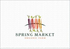 a logo for a organic farm with carrots in the middle and green leaves on top