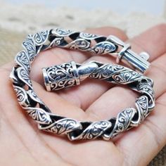 Ivy Bracelet, Mens Sterling Silver Jewelry, Mens Sterling Silver Bracelets, Mens Silver Jewelry, Biker Jewelry, Mens Bracelet Silver, Tang Dynasty, Silver Jewels, Mens Silver Rings