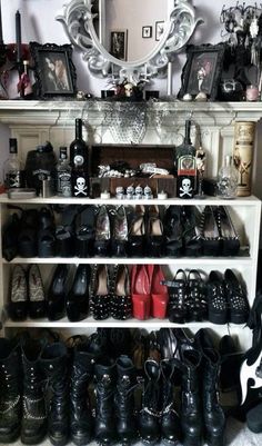 For the love of shoes!! Gothic Bedroom, Goth Shoes, Gothic Shoes, Goth Home, Goth Home Decor, Gothic Decor, Gothic Home Decor, Gothic House, Yohji Yamamoto