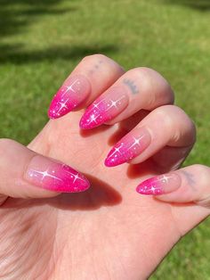 Soft Pink Nails Designs Art Ideas, Taylor Swift Inspired Nails Lover, Pink Gel X Nails Almond, Dark Pink Christmas Nails, Sleeping Beauty Nails Aurora, Glitter Placement Nails, Pink Bubble Nails, Disco Theme Nails, Disco Themed Nails