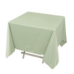 a table with a green cloth on it