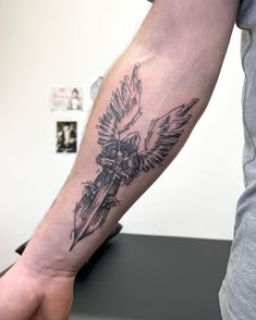 25 Greatest Archangel Tattoo - Small Tattoos & Ideas Angel Tattoo For Men On Arm, Small St Michael Tattoo, Archangel Michael Tattoo For Men Forearm, St Michael Tattoo Design For Men, Principalities Angels Tattoo, At Michael The Archangel Tattoo, Angelic Tattoos Men, Angel Tattoos Men, Left Forearm Tattoo Men