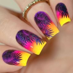 November Nail Designs, Sunset Nails, November Nails, Colorful Nail Art, Colorful Nail, Cute Summer Nails, Vacation Nails, Bright Nails