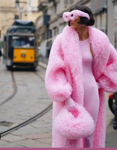 Extravagant coat long pink tulle ruffle Tulle Coat, Pink Wardrobe, Pink Fur Coat, Long Jackets For Women, Tulle Mini Dress, Time Of The Day, Pink Fur, Baguette Bag, Winter Fashion Outfits