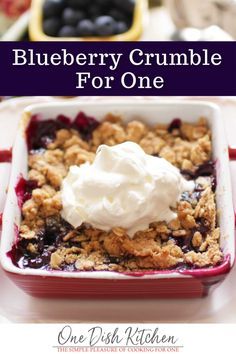 blueberry crumble for one with whipped cream on top