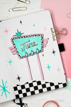 June Bullet Journal Cover Ideas June Bullet Journal Cover Ideas, Bujo Cover Ideas, June Bullet Journal Cover, Monthly Spread Bullet Journal, Month Bullet Journal, Ideas For Bullet Journal, June Bullet Journal, Bullet Journal August, Bullet Journal September