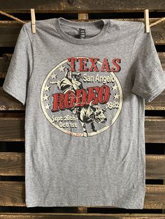 San Angelo 1980's Texas Rodeo vintage Country Western T shirt 1980's throwback Texas Rodeo Unisex T shirt Fits Unisex Country Deep unisex T shirt 4.3 oz. 60% Cotton/40% Poly Texas Rodeo, American Stuff, Western Stuff, Western Tee, San Angelo, Country Style Outfits, Tee Designs, Rodeo Shirts, Rodeo Outfits