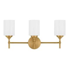 Half Bathroom Remodel, Modern Bathroom Vanity Lighting, Brass Vanity Light, Bathroom Vanity Light, Bathroom Light, Gold Bathroom, Downstairs Bathroom, Bathroom Light Fixtures, Opal White