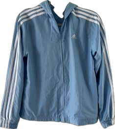 Blue Windbreaker, Adidas Jackets, Adidas Blue, Blue Adidas, Windbreaker Jacket, Adidas Women, Blue White, Color Blue, Light Blue