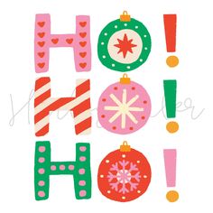 the word hope is made up of christmas ornaments and candy canes on white paper