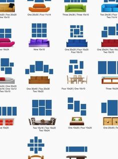 the different types of couches and tables are shown