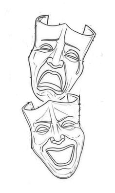 three masks with faces drawn on them