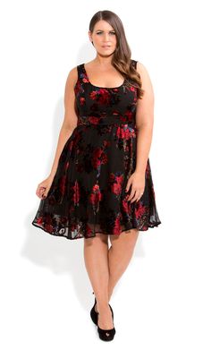 City Chic - RICH FLORAL SKATER DRESS - Women's plus size clothing Wedding Dress With Pockets, Floral Skater Dress, Big Girl Fashion, Big Fashion, Chic Dress, Skater Dress