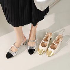 Classic Elegant Styles for Spring, Summer and Antumn. Perfect match with all kinds of clothes. Ankle-buckle fastening, Round toe, block heel, strap design. Details Determine Success Or Failure. Color: Silver/GoldenMaterial: Cow Leather Lining: SheepskinInsole: Sheepskin (Unmovable）Sole: RubberHeels: 4.5 cm/1.77"Fit: Medium to Wide, Runs Normal.Origin: Made in China Production Time: About 3-5 days (Any exceptional case will email you, Please pay attention to your email left) Shipping Time: Free S Party Slingback Pumps With Buckle Closure And Block Heel, Summer Mary Jane Block Heels With Heel Strap, Spring Block Heel Shoes With Metal Pin Buckle, White Slingback Pumps With Buckle And Block Heel, White Slingback Pumps With Buckle Closure And Block Heel, Formal Round Toe Slingback Pumps With Strap, Formal Slingback Pumps With Round Toe And Strap, Chic Block Heel Mary Janes For Party, Summer Office Slingback Sandals With Buckle Closure