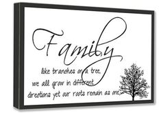 a family is like branches on a tree, we all grow in different directions yet our roots remain as one