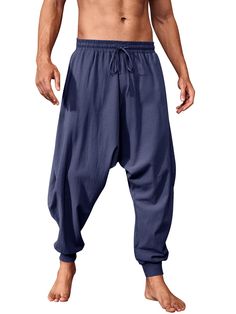 PRICES MAY VARY. Unique desgin: The cotton linen cosplay pants design with excellent wide leg, elastic waist, loose fit, renaissance style, tied ankles, bring you all-day comfort and stylish look. Fabric: The men's baggy hippie pants are made of soft cotton and linen fabric, lightweight, skin friendly and breathable, making you feel cool and relaxed all the time. Occasion: The casual linen pants is great for cosplay show, stage performance, stage play, Medieval Party or festival parade, club, ba Pirate Pants, Medieval Party, Gothic Pants, Gothic Costume, Casual Linen Pants, Viking Costume, Hippie Pants, Pants Design, Mens Costumes