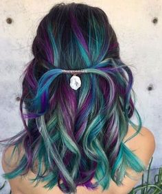 Unicorn Hair Color, 2017 Hair Trends, Underlights Hair, Peacock Hair, Girly Hair, Balayage Blond, 2023 Hair