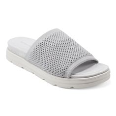 Slip into the Siena slide sandal for a stylish yet comfortable addition to any outfit. This lightweight sandal features a breathable upper and contoured cushioned insole with superior arch support. Easy Spirit Shoes, Easy Spirit, Fashion Today, Knitting Women, Shoe Size Chart, Siena, Shoe Sale, Easy Wear, Arch Support